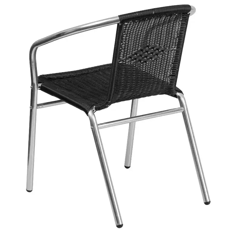 Sedia impilabile da ristorante Flash Furniture in alluminio e rattan per interni ed esterni ad uso commerciale