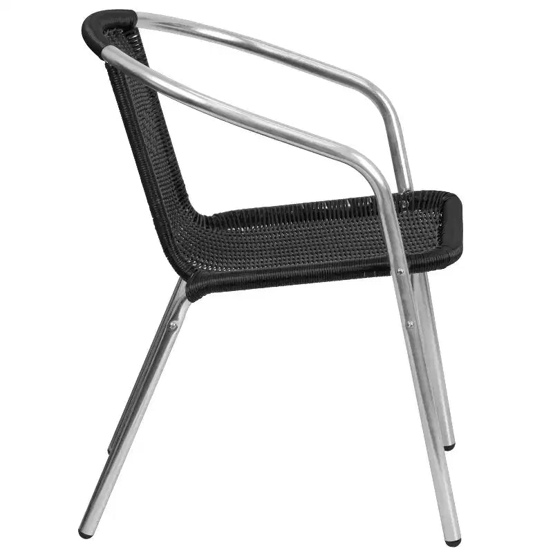 Sedia impilabile da ristorante Flash Furniture in alluminio e rattan per interni ed esterni ad uso commerciale