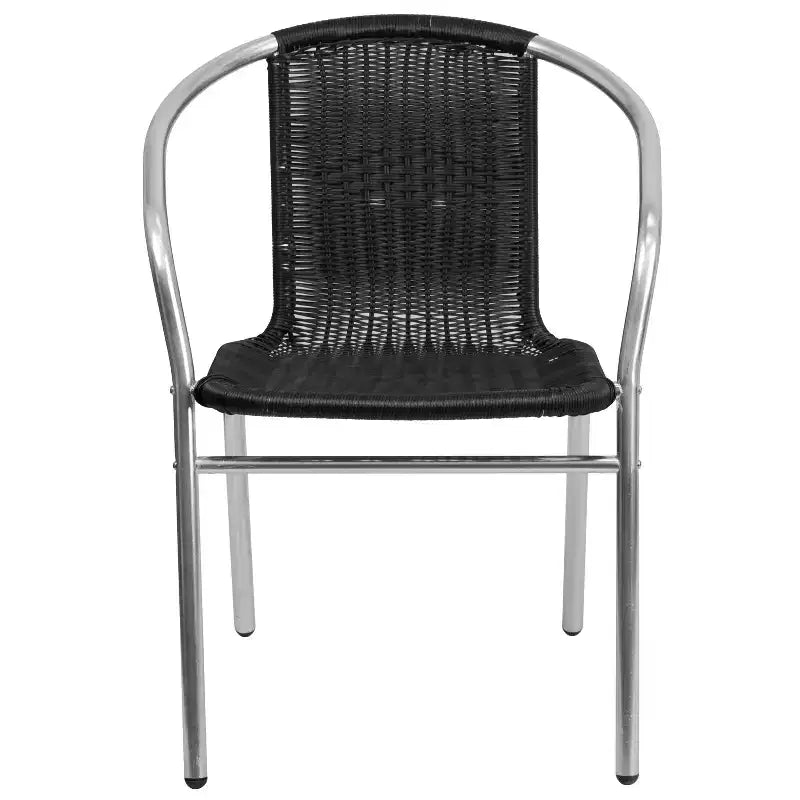 Sedia impilabile da ristorante Flash Furniture in alluminio e rattan per interni ed esterni ad uso commerciale