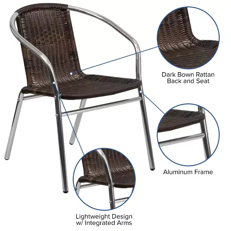 Sedia impilabile da ristorante Flash Furniture in alluminio e rattan per interni ed esterni ad uso commerciale