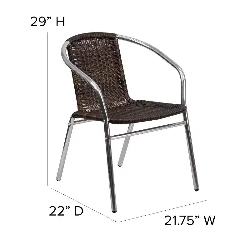 Sedia impilabile da ristorante Flash Furniture in alluminio e rattan per interni ed esterni ad uso commerciale