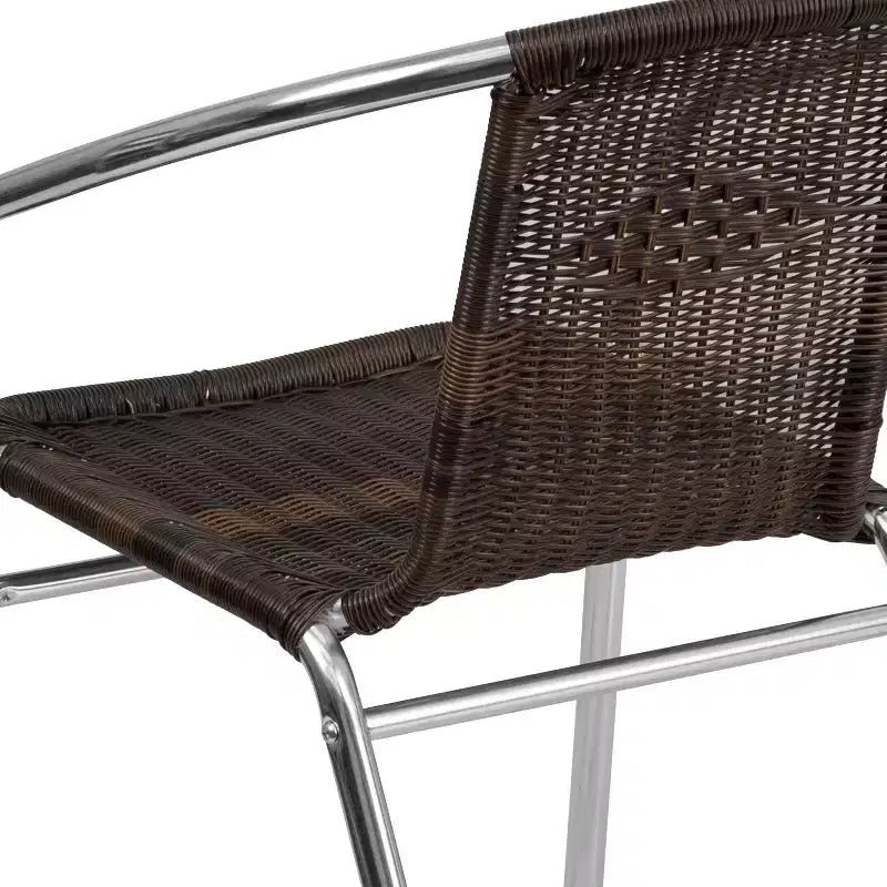 Sedia impilabile da ristorante Flash Furniture in alluminio e rattan per interni ed esterni ad uso commerciale