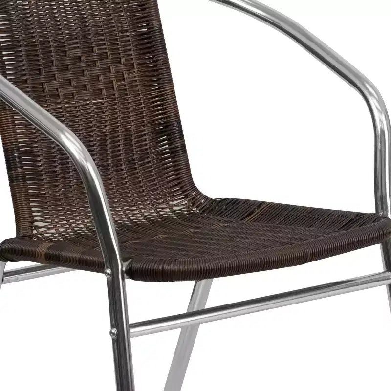 Sedia impilabile da ristorante Flash Furniture in alluminio e rattan per interni ed esterni ad uso commerciale