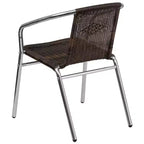 Sedia impilabile da ristorante Flash Furniture in alluminio e rattan per interni ed esterni ad uso commerciale