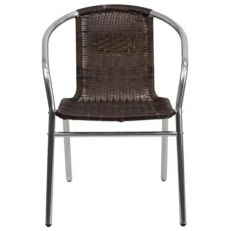 Sedia impilabile da ristorante Flash Furniture in alluminio e rattan per interni ed esterni ad uso commerciale