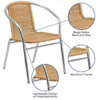 Sedia impilabile da ristorante Flash Furniture in alluminio e rattan per interni ed esterni ad uso commerciale