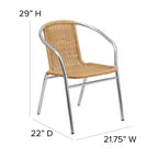 Sedia impilabile da ristorante Flash Furniture in alluminio e rattan per interni ed esterni ad uso commerciale