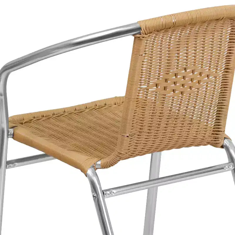 Sedia impilabile da ristorante Flash Furniture in alluminio e rattan per interni ed esterni ad uso commerciale