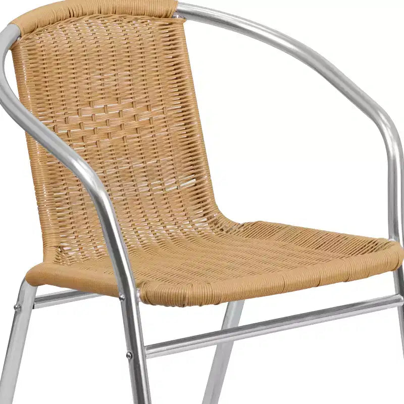 Sedia impilabile da ristorante Flash Furniture in alluminio e rattan per interni ed esterni ad uso commerciale