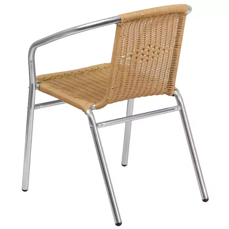 Sedia impilabile da ristorante Flash Furniture in alluminio e rattan per interni ed esterni ad uso commerciale