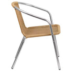 Sedia impilabile da ristorante Flash Furniture in alluminio e rattan per interni ed esterni ad uso commerciale