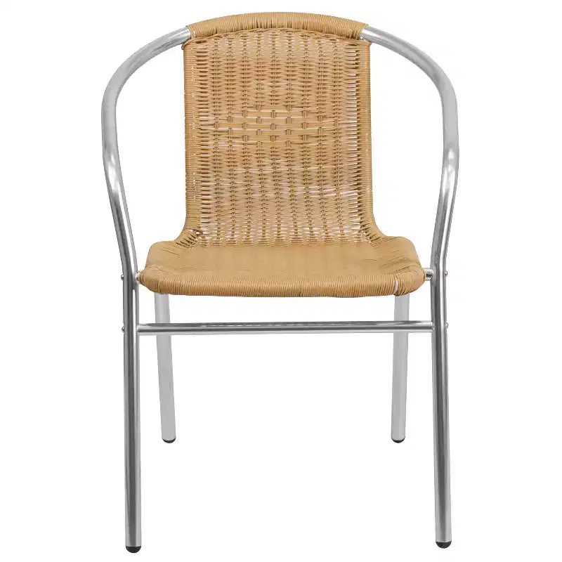 Sedia impilabile da ristorante Flash Furniture in alluminio e rattan per interni ed esterni ad uso commerciale
