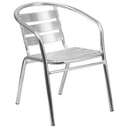 Flash Furniture Lila Heavy Duty Commercial Aluminum Indoor-Outdoor Restaurant Stack Chair with Triple Slat Back
