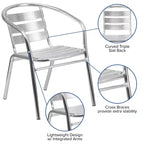 Flash Furniture Sedia impilabile da ristorante da interno-esterno in alluminio commerciale per impieghi gravosi Lila con schienale a tre listelli