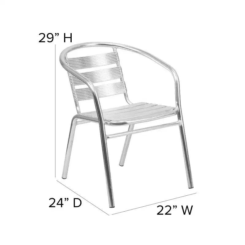 Flash Furniture Sedia impilabile da ristorante da interno-esterno in alluminio commerciale per impieghi gravosi Lila con schienale a tre listelli