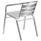 Flash Furniture Sedia impilabile da ristorante da interno-esterno in alluminio commerciale per impieghi gravosi Lila con schienale a tre listelli
