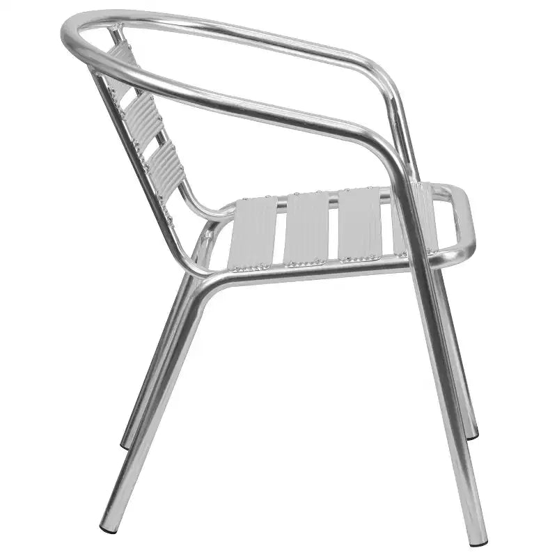 Flash Furniture Sedia impilabile da ristorante da interno-esterno in alluminio commerciale per impieghi gravosi Lila con schienale a tre listelli