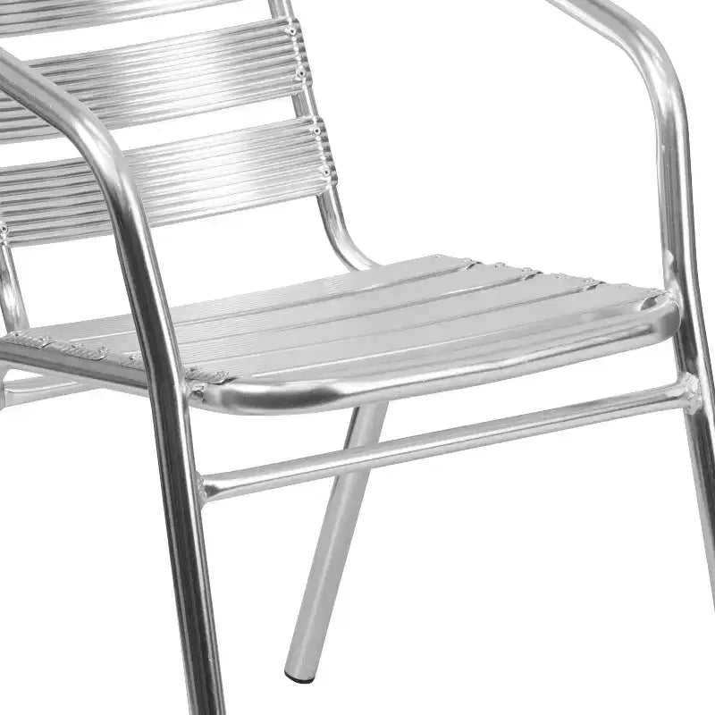 Flash Furniture Sedia impilabile da ristorante da interno-esterno in alluminio commerciale per impieghi gravosi Lila con schienale a tre listelli