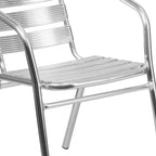 Flash Furniture Sedia impilabile da ristorante da interno-esterno in alluminio commerciale per impieghi gravosi Lila con schienale a tre listelli
