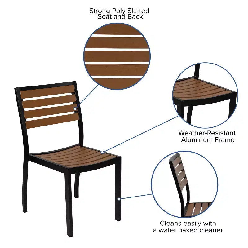 Sedia da esterno Flash Furniture con doghe in poly effetto teak