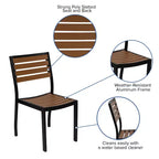 Sedia da esterno Flash Furniture con doghe in poly effetto teak