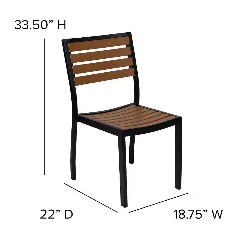 Sedia da esterno Flash Furniture con doghe in poly effetto teak