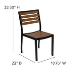 Sedia da esterno Flash Furniture con doghe in poly effetto teak