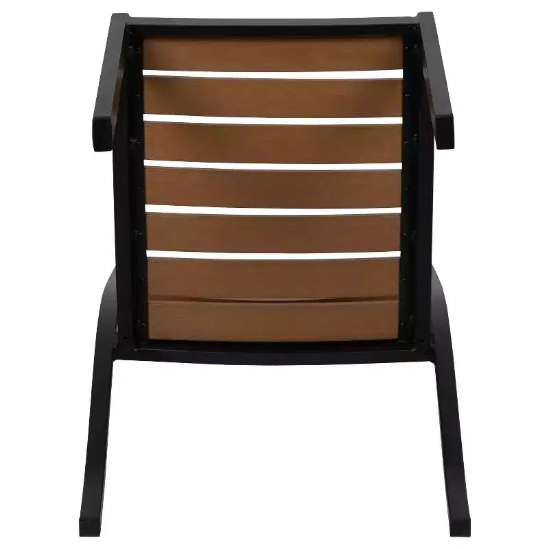 Sedia da esterno Flash Furniture con doghe in poly effetto teak