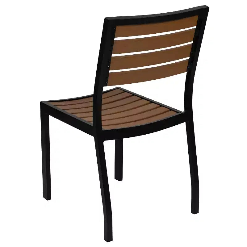 Sedia da esterno Flash Furniture con doghe in poly effetto teak