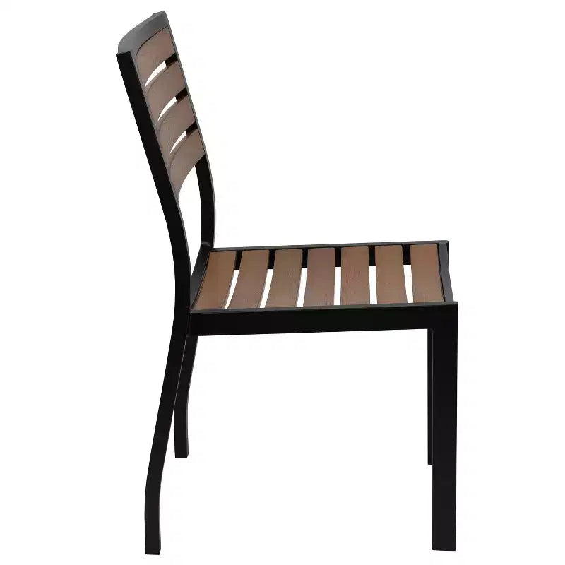 Sedia da esterno Flash Furniture con doghe in poly effetto teak