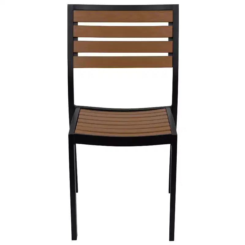 Sedia da esterno Flash Furniture con doghe in poly effetto teak