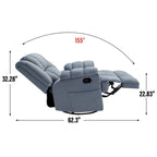 Poltrona reclinabile manuale oversize verde con girevole, dondolo e rivestimento in tessuto