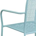 Sedia da braccio da patio Emma and Oliver in metallo colorato di qualità commerciale con schienale quadrato