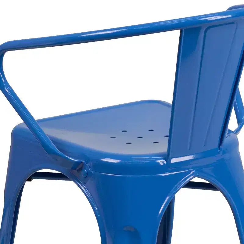 Sedia Emma and Oliver in Metallo Colorato per Interni ed Esterni, con Braccioli, Grado Commerciale