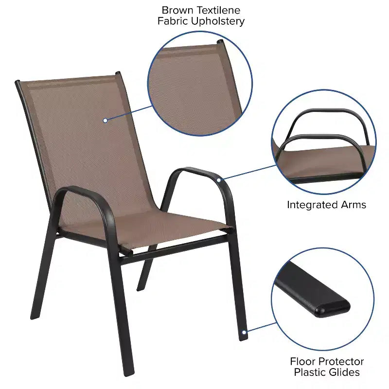 Emma e Oliver, set da 4 sedie impilabili da esterno con materiale Flex Comfort - Sedia impilabile da patio