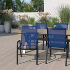Emma e Oliver, set da 4 sedie impilabili da esterno con materiale Flex Comfort - Sedia impilabile da patio