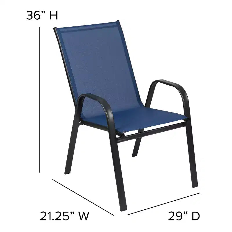 Emma e Oliver, set da 4 sedie impilabili da esterno con materiale Flex Comfort - Sedia impilabile da patio
