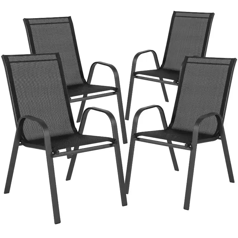 Emma e Oliver, set da 4 sedie impilabili da esterno con materiale Flex Comfort - Sedia impilabile da patio