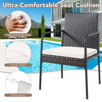 Costway Set da 4 Sedie da Pranzo da Giardino in Rattan Intrecciato con Braccioli e Cuscini