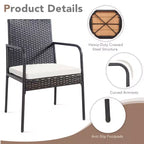 Costway Set da 4 Sedie da Pranzo da Giardino in Rattan Intrecciato con Braccioli e Cuscini