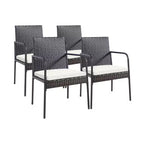 Costway Set da 4 Sedie da Pranzo da Giardino in Rattan Intrecciato con Braccioli e Cuscini