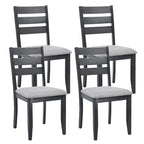 Sedie da pranzo in legno con schienale a doghe, set da 4