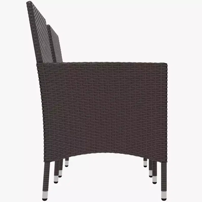 Outsunny Set 2 sedie da Pranzo in Rattan con Cuscini e Piedini Antiscivolo, Sedie Impilabili per Patio, Giardino, Prato, Caffè Scuro