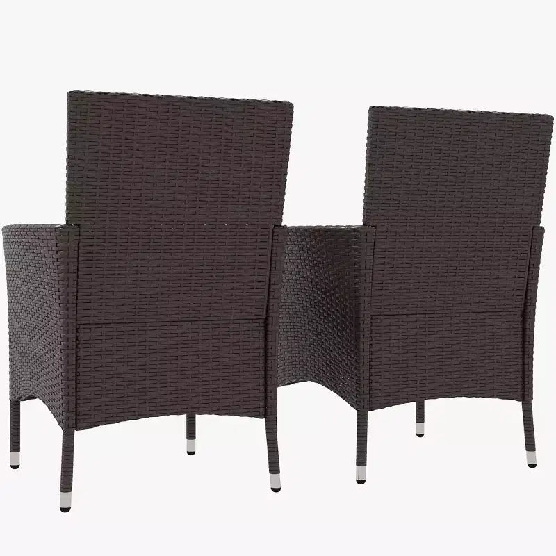 Outsunny Set 2 sedie da Pranzo in Rattan con Cuscini e Piedini Antiscivolo, Sedie Impilabili per Patio, Giardino, Prato, Caffè Scuro