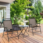 Costway 2 sedie pieghevoli da esterno per patio e giardino con telaio in acciaio, braccioli e poggiapiedi