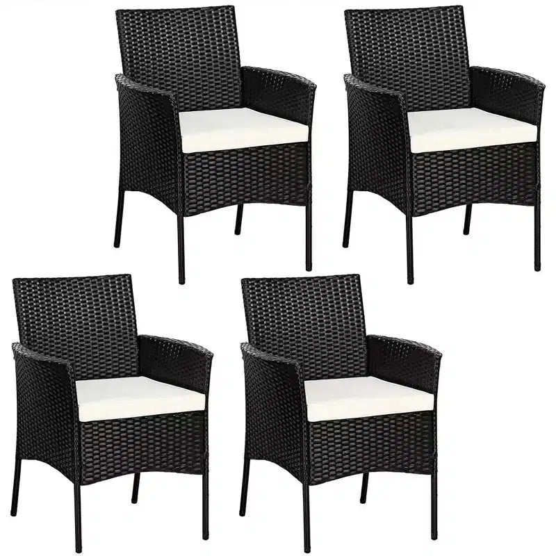 Costway Patio Rattan Arm Dining Chair Cushioned Sofa Furniture Black