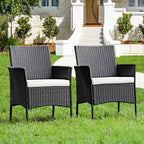 Costway Poltrona da pranzo in rattan per patio, con cuscino, in stile divano, colore nero