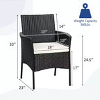 Costway Poltrona da pranzo in rattan per patio, con cuscino, in stile divano, colore nero