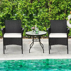 Costway Poltrona da pranzo in rattan per patio, con cuscino, in stile divano, colore nero