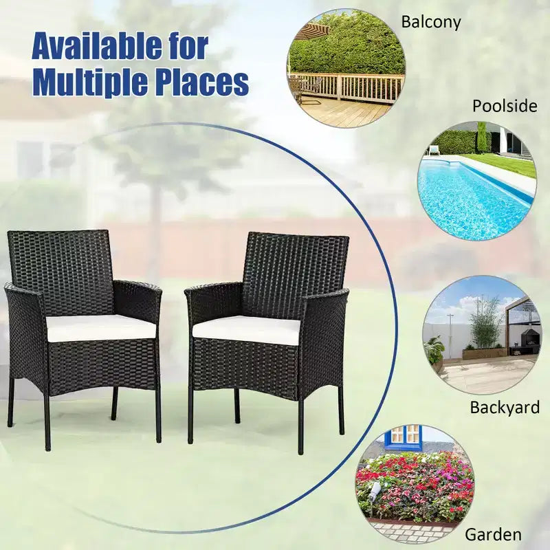 Costway Poltrona da pranzo in rattan per patio, con cuscino, in stile divano, colore nero